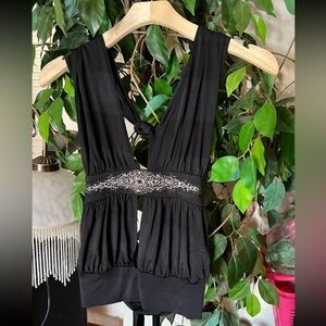 Y2K Vintage Rare Black Halter Babydoll Blouse for Cocktail Nights
